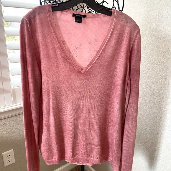 AVANT TOI HAND PAINTED CASHMERE SILK V NECK SWEATER DUSTY ROSE SIZE S NWOT - Picture 1 of 5